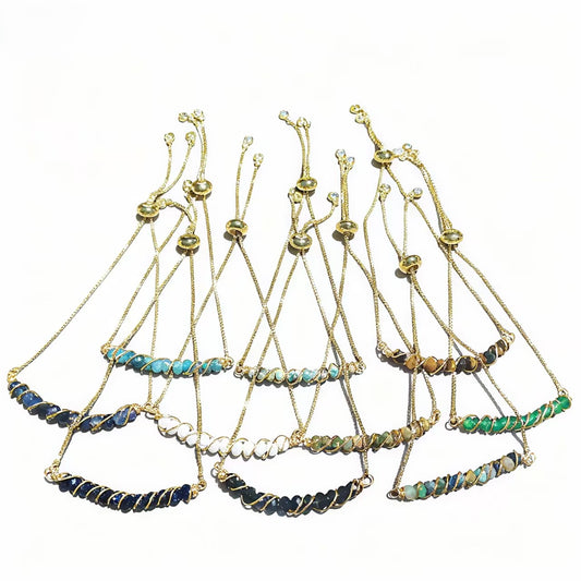 Golden Wired Facted Crystal Beads Bracelet Gifts