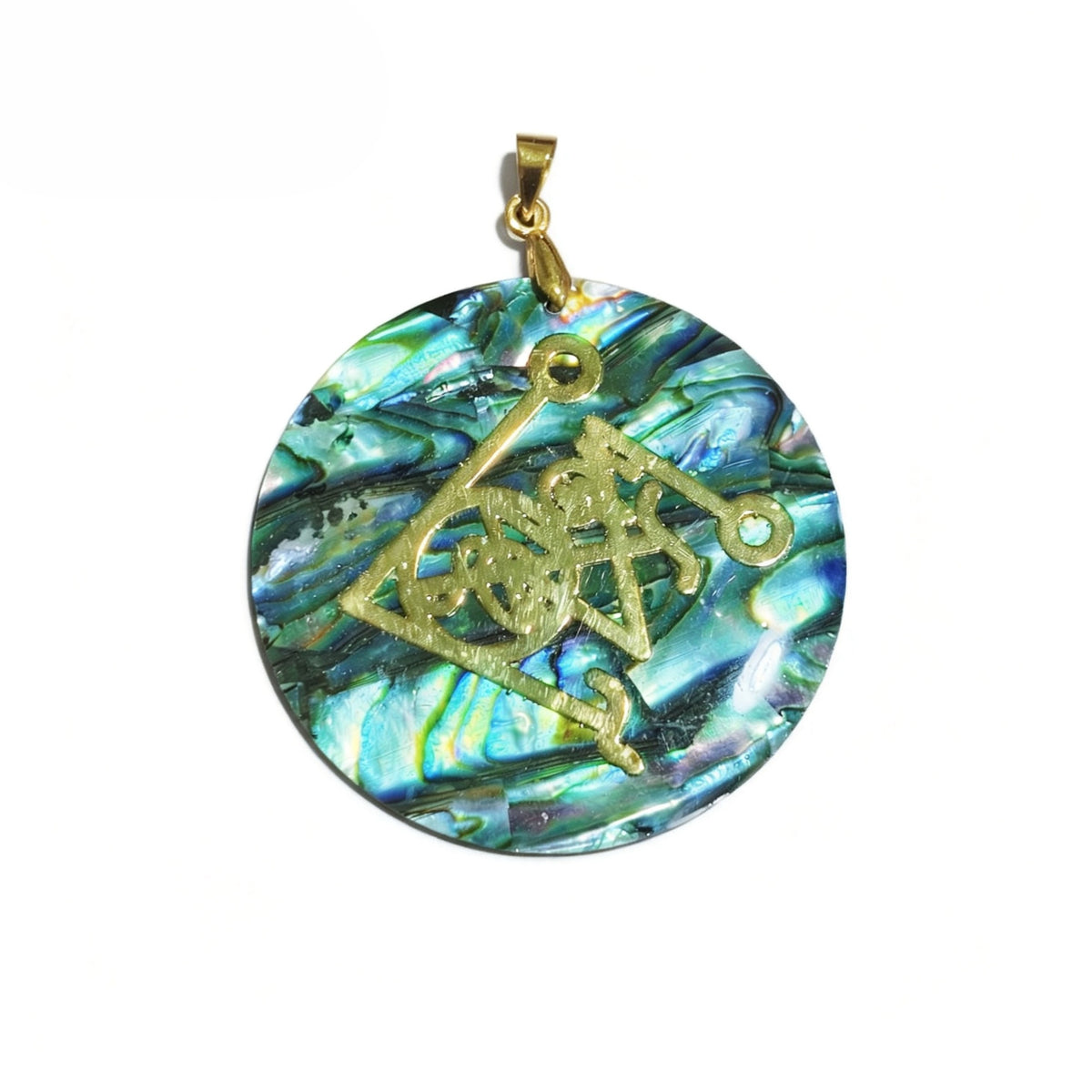 Abalone Shell &Gold Plated Mandala Circle Shape Pendants