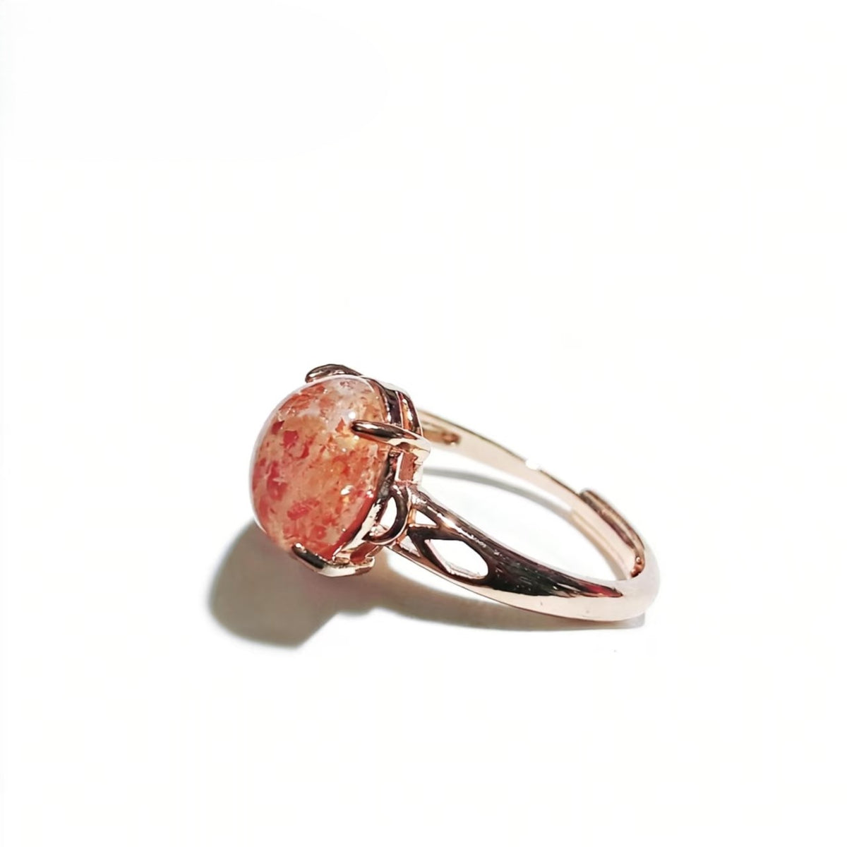 Fire Quartz Rings Oval Cut Rose Gold Wire Wrapped for Women Minimalist Ring