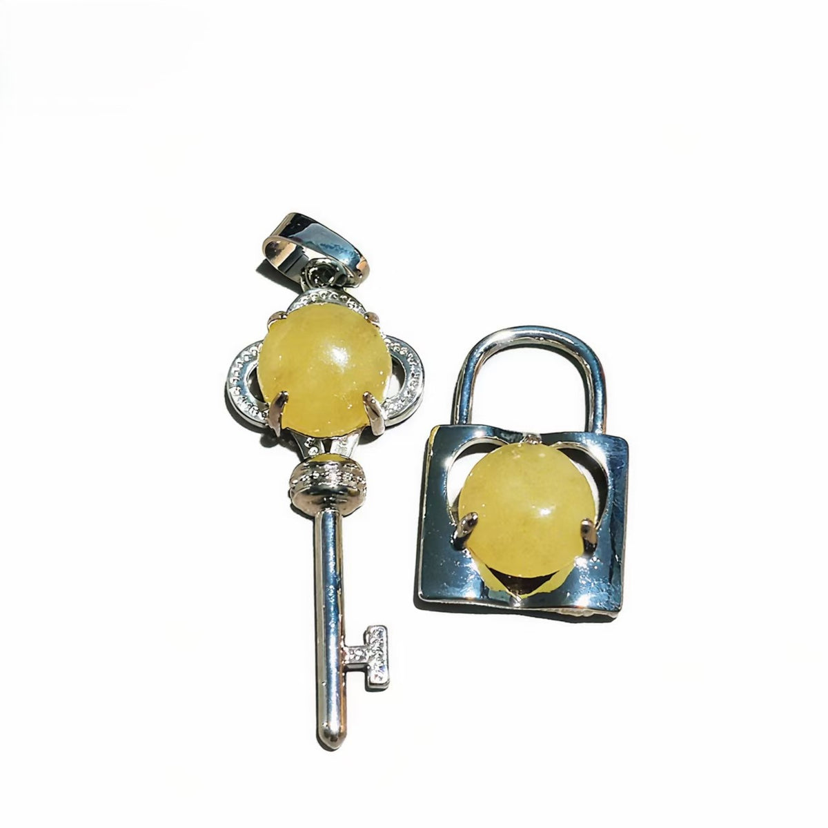 Crystal Concentric Lock Key Couple Pendants Fashion For Necklace