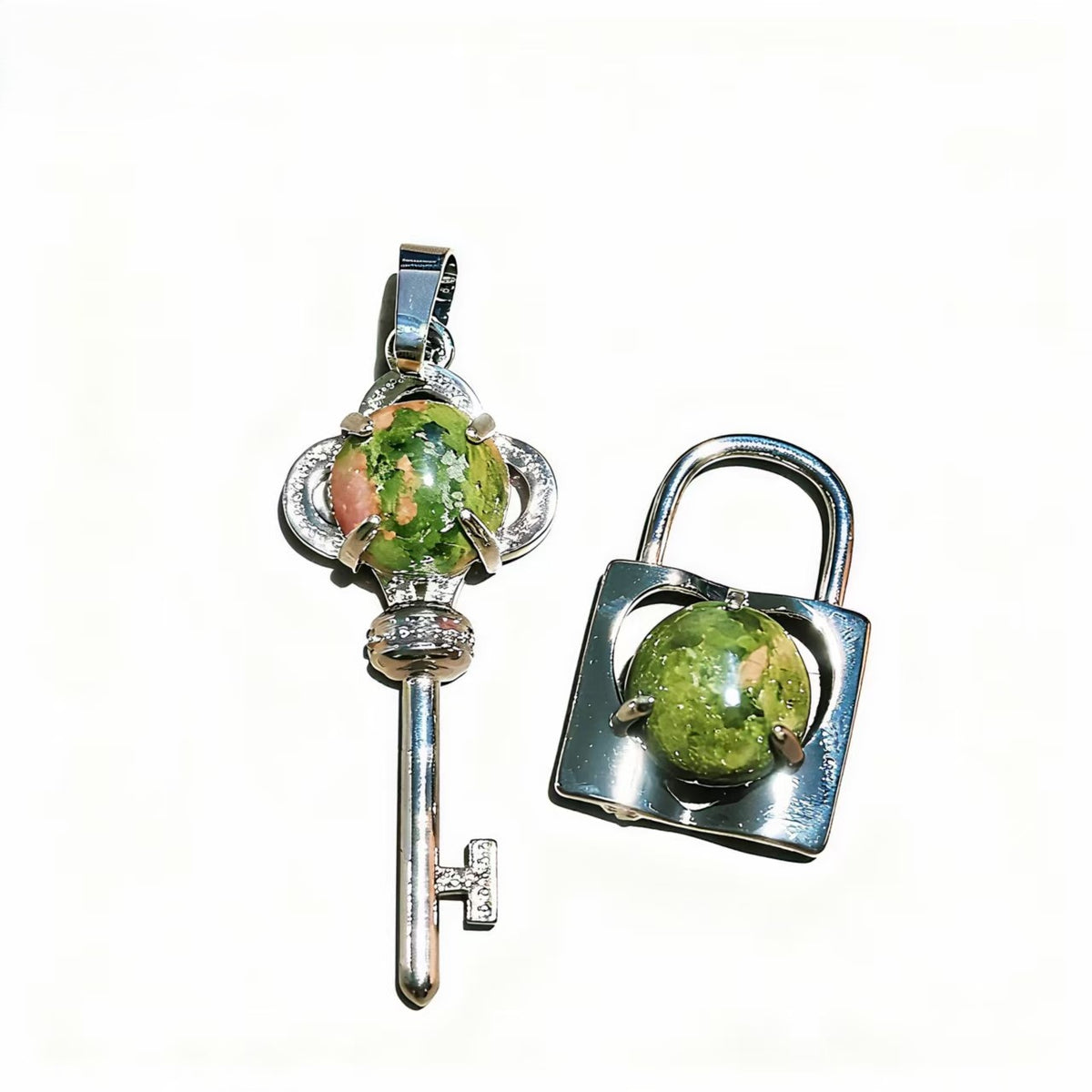 Crystal Concentric Lock Key Couple Pendants Fashion For Necklace