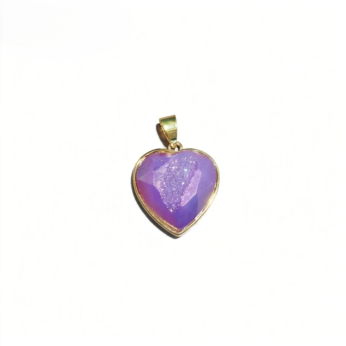 Gold-plated heart cluster pendant, natural cave ore slice geometry pendant