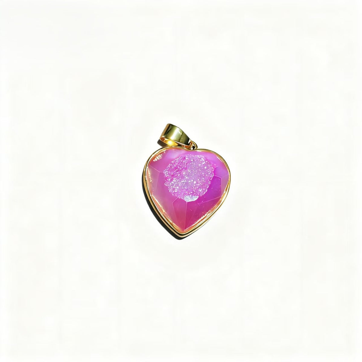Gold-plated heart cluster pendant, natural cave ore slice geometry pendant