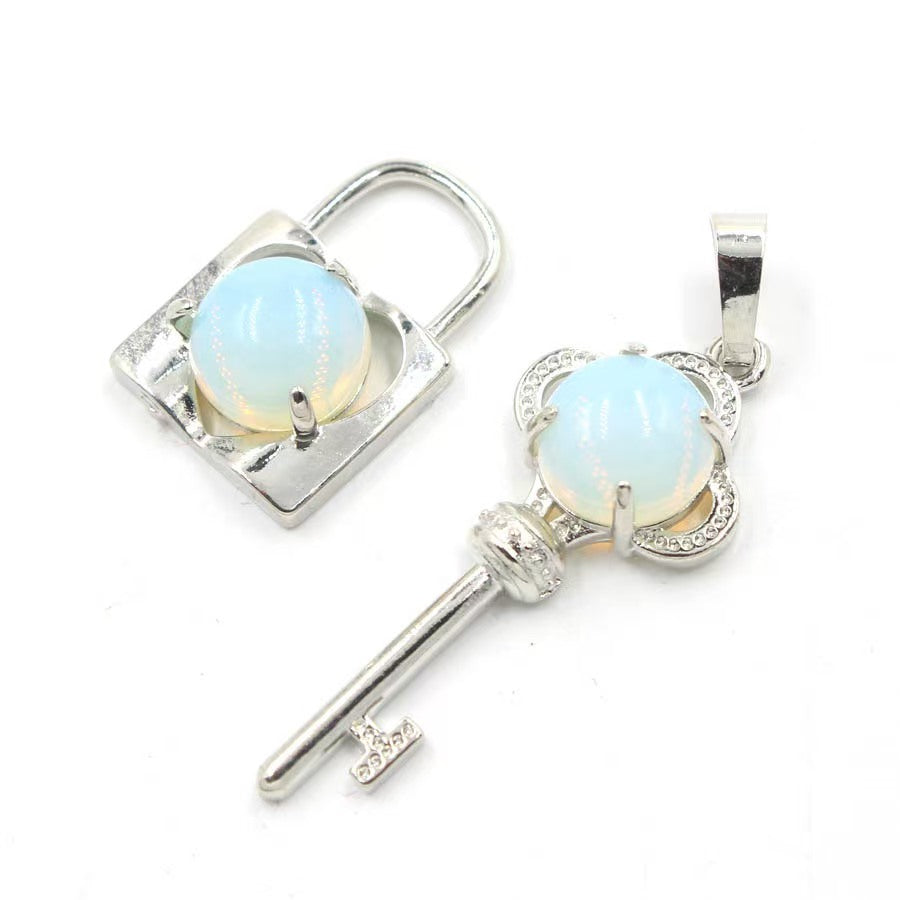 Crystal Concentric Lock Key Couple Pendants Fashion For Necklace