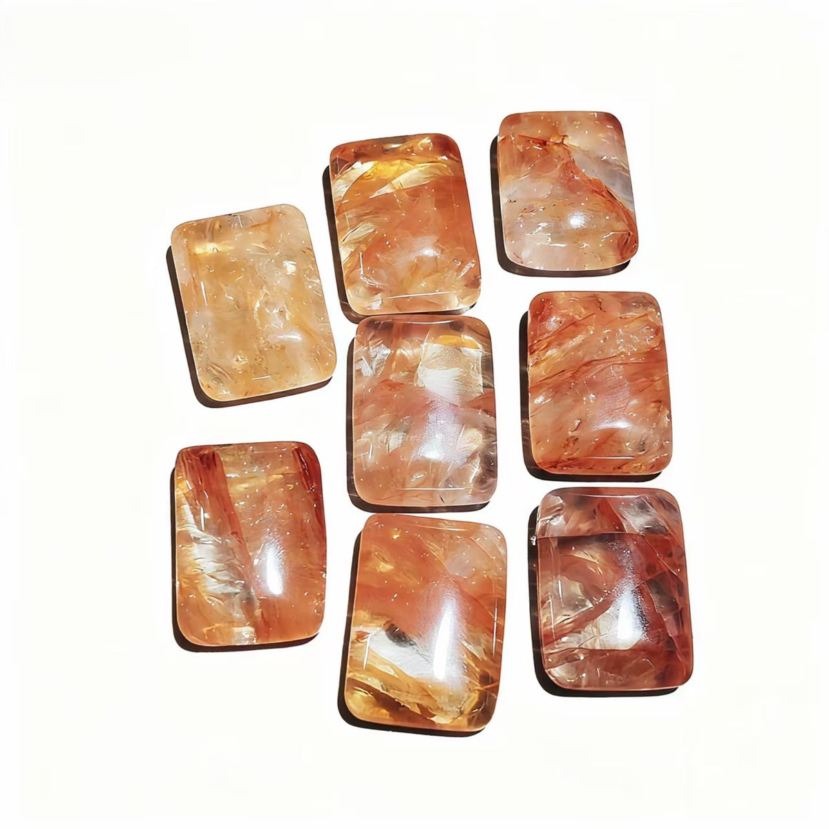 1Pc Natural Fire Quartz Cuboid Shape Unpunched Pendants Healing Crystal Necklace For Women
