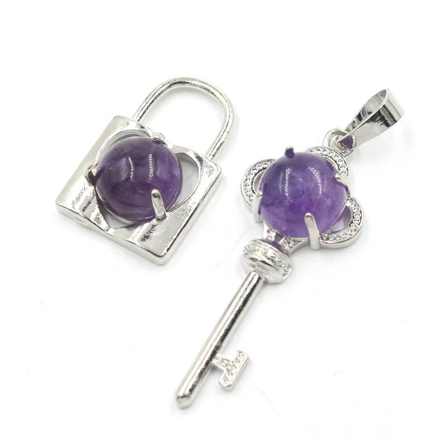 Crystal Concentric Lock Key Couple Pendants Fashion For Necklace