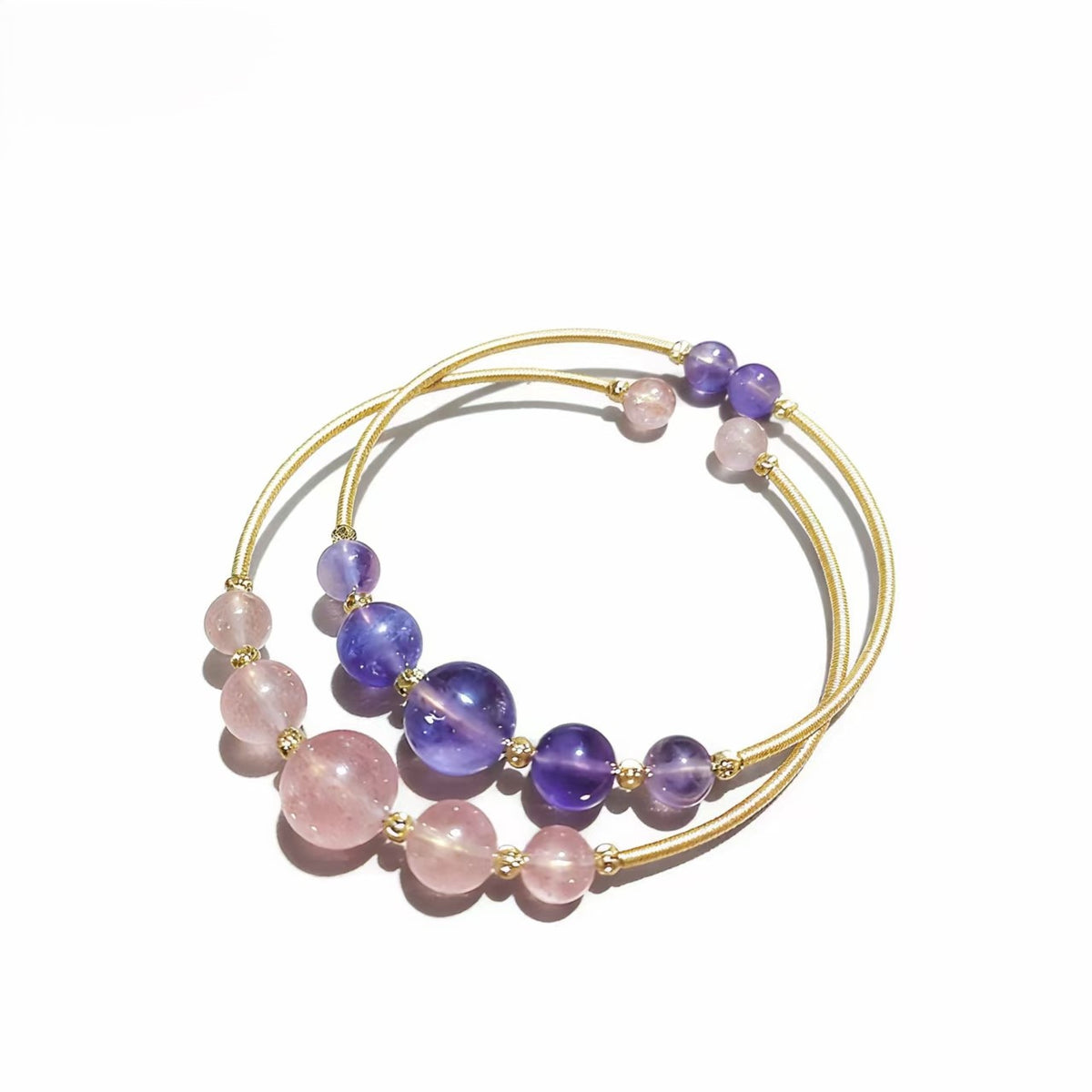 Natural Crystal Wire Wrapped Cuff Bangle Adjustable Size For Women Gold Plated jewelry