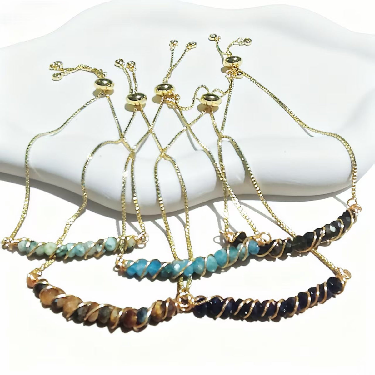 Golden Wired Facted Crystal Beads Bracelet Gifts
