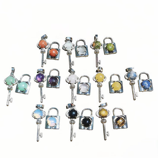 Crystal Concentric Lock Key Couple Pendants Fashion For Necklace