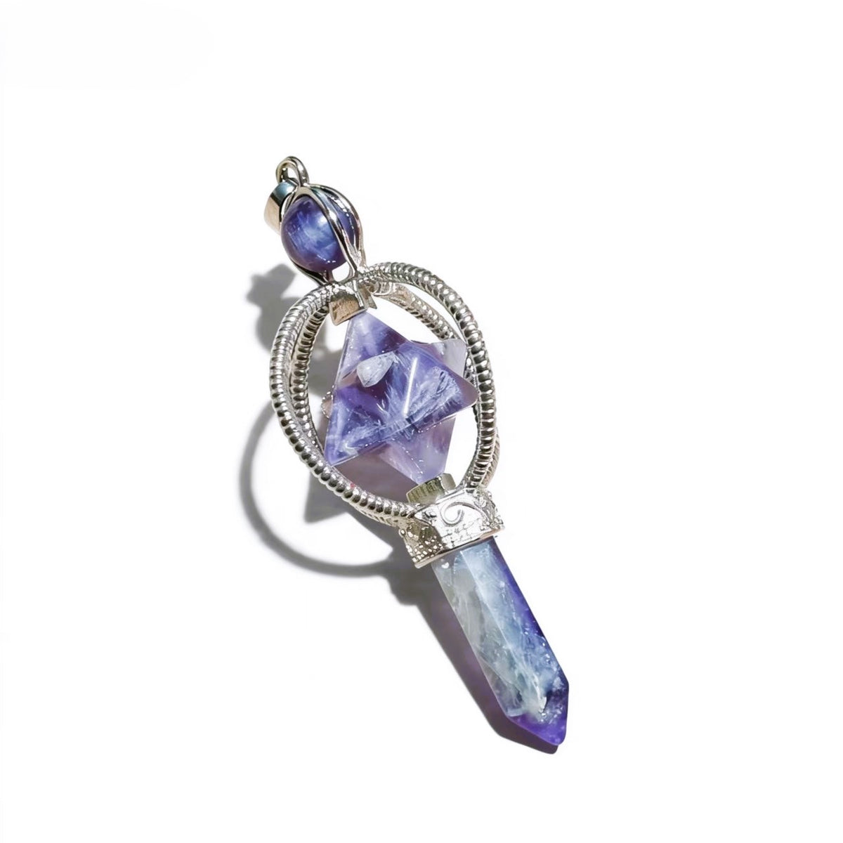 Merkaba Star Hexagon Pillar Pendants Crystal Chain Necklace For Women Men Girls Gifts