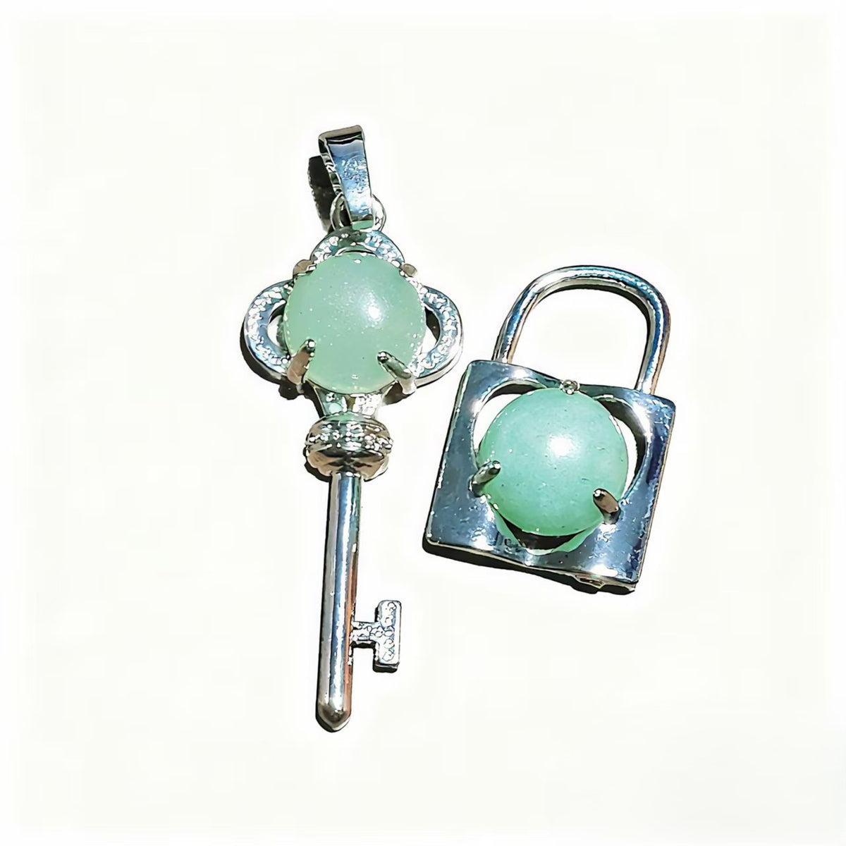 Crystal Concentric Lock Key Couple Pendants Fashion For Necklace