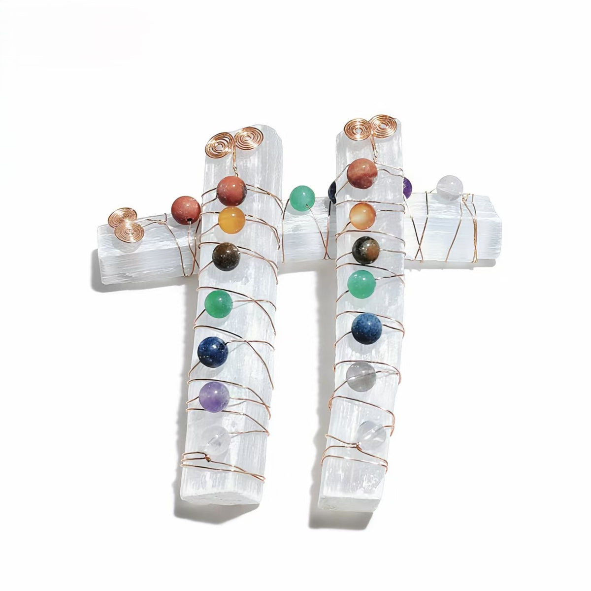 Natural Raw Selenite Stick Stone Pendants for Women Wire Wrapped 7 Chakra Crystal White Color