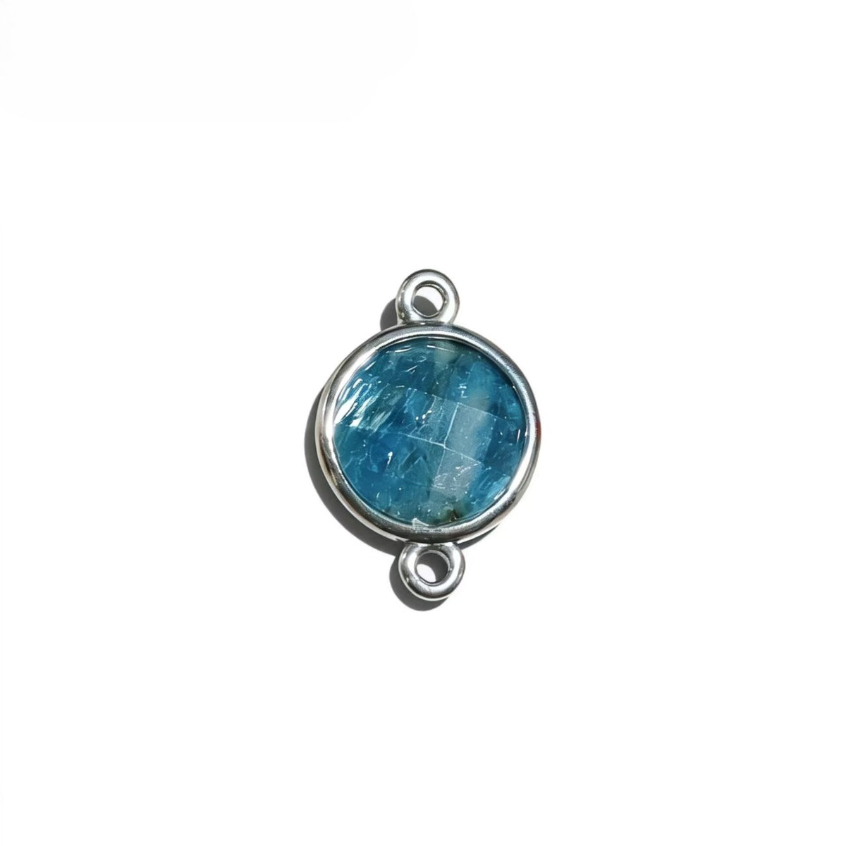 1Pc Natural Crystal Facted Round Silver Double Buckle Pendants For DIY Fashion Necklace Accessor