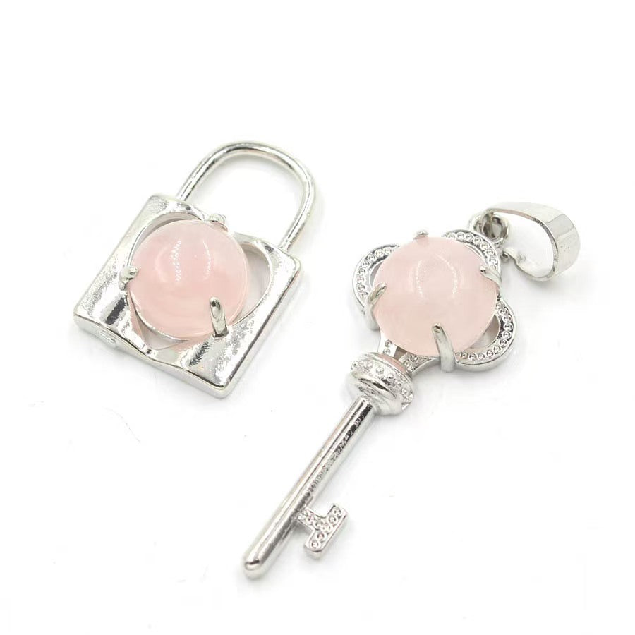 Crystal Concentric Lock Key Couple Pendants Fashion For Necklace