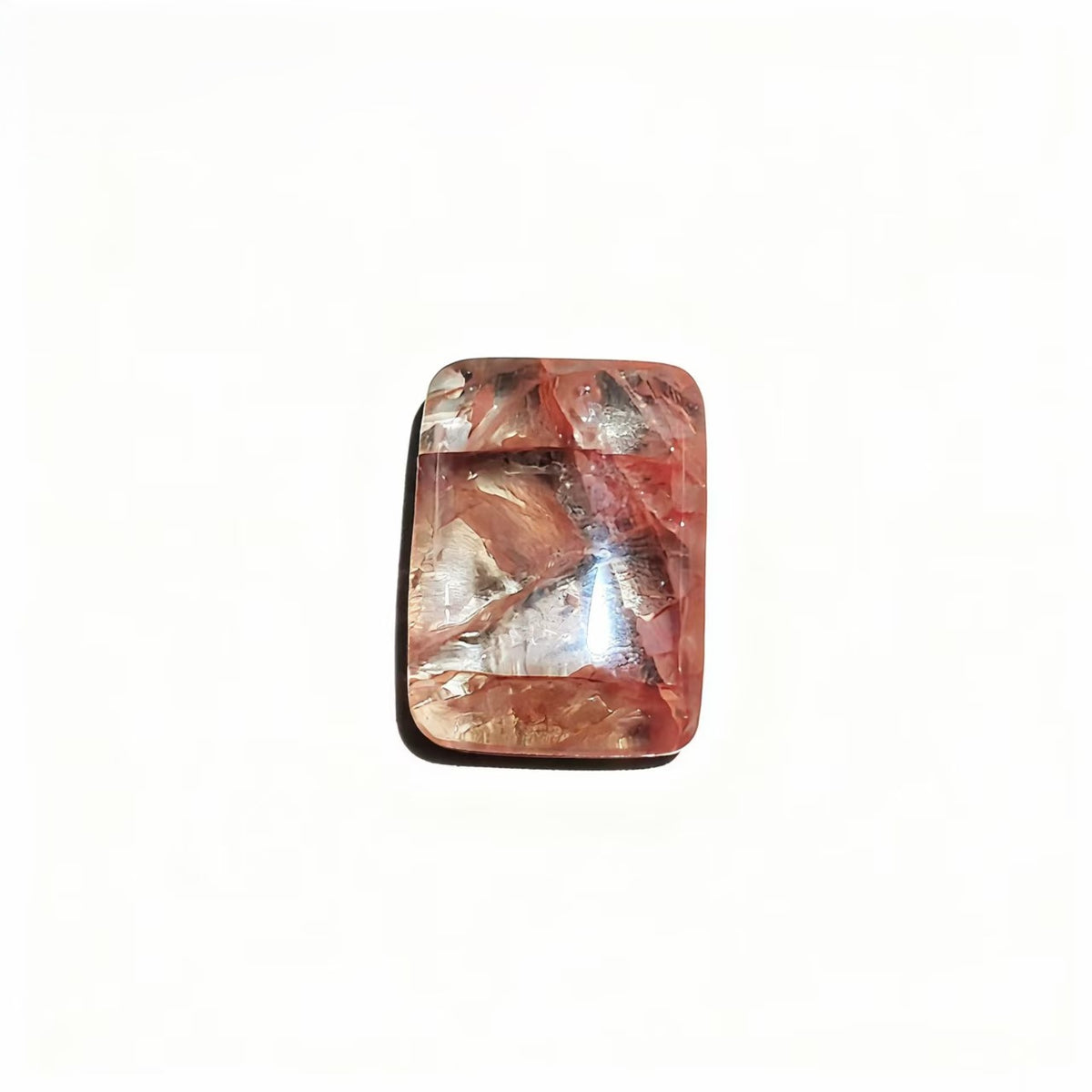 1Pc Natural Fire Quartz Cuboid Shape Unpunched Pendants Healing Crystal Necklace For Women