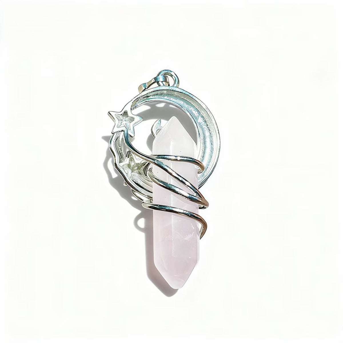 Hexagonal Prise Crystal Silver Wire Wrapping Pendants For Necklace Gifts