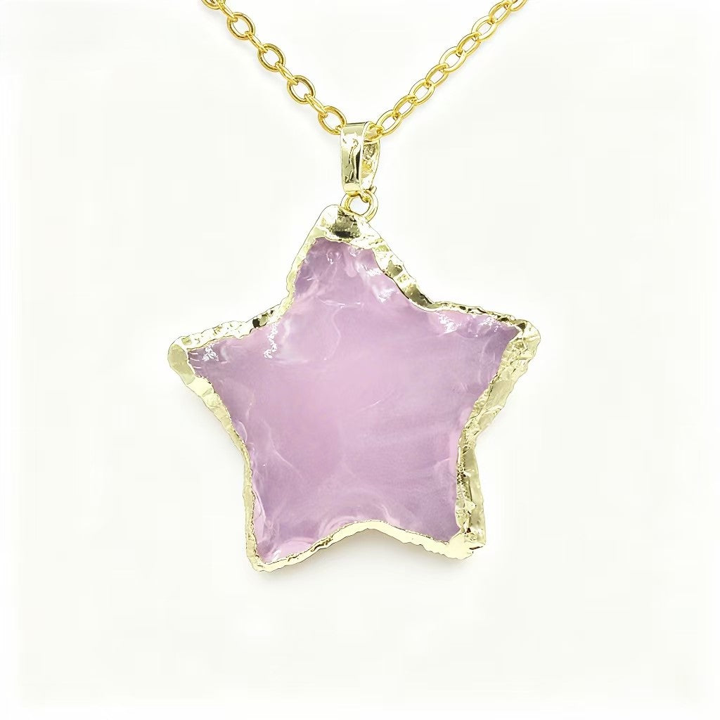 Star And Moon Shape Mozambique Pink Crystal Pendants For Necklace