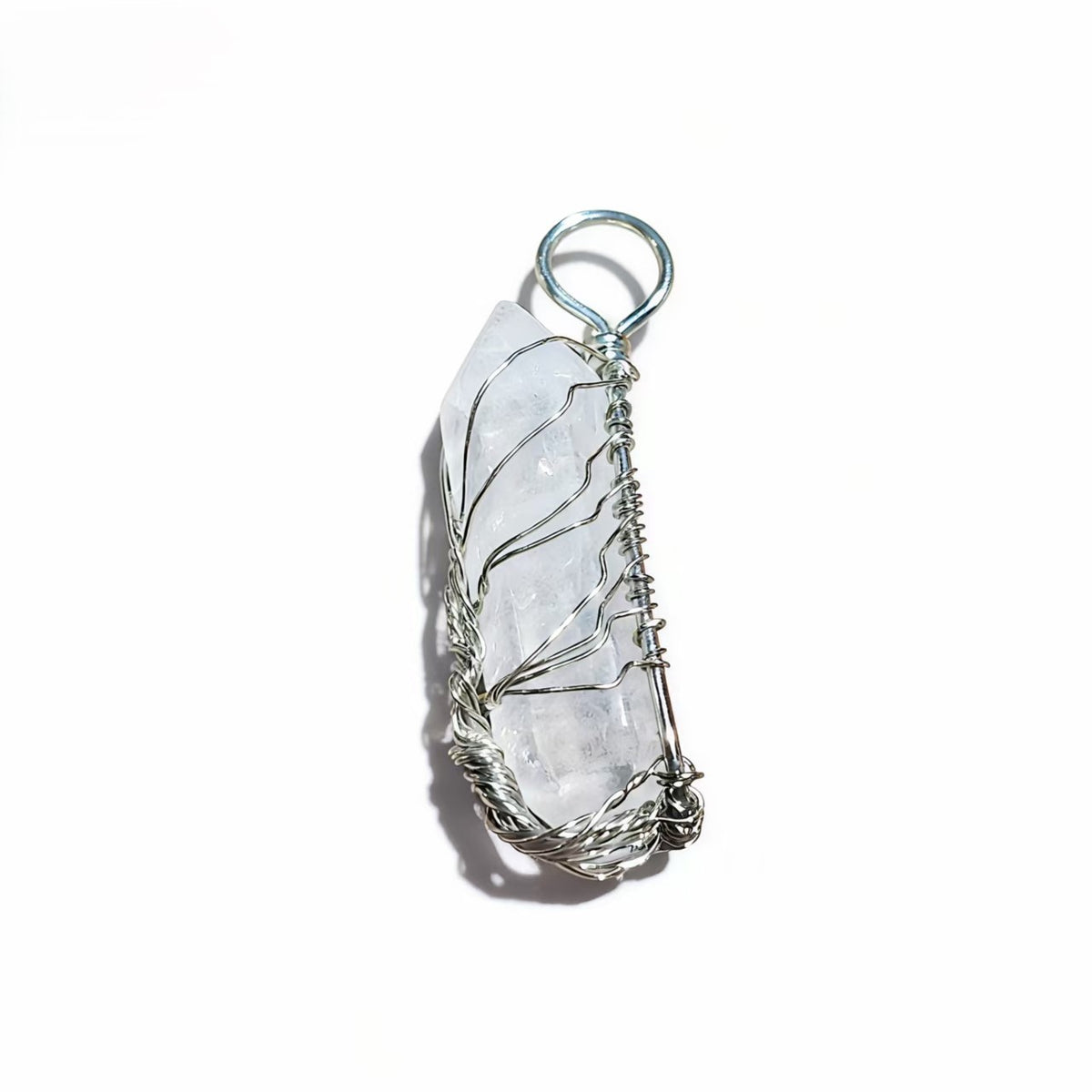 Hexagonal Prise Crystal Silver Wire Wrapping Pendants For Necklace Gifts