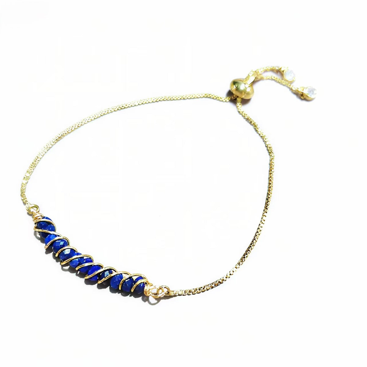 Golden Wired Facted Crystal Beads Bracelet Gifts