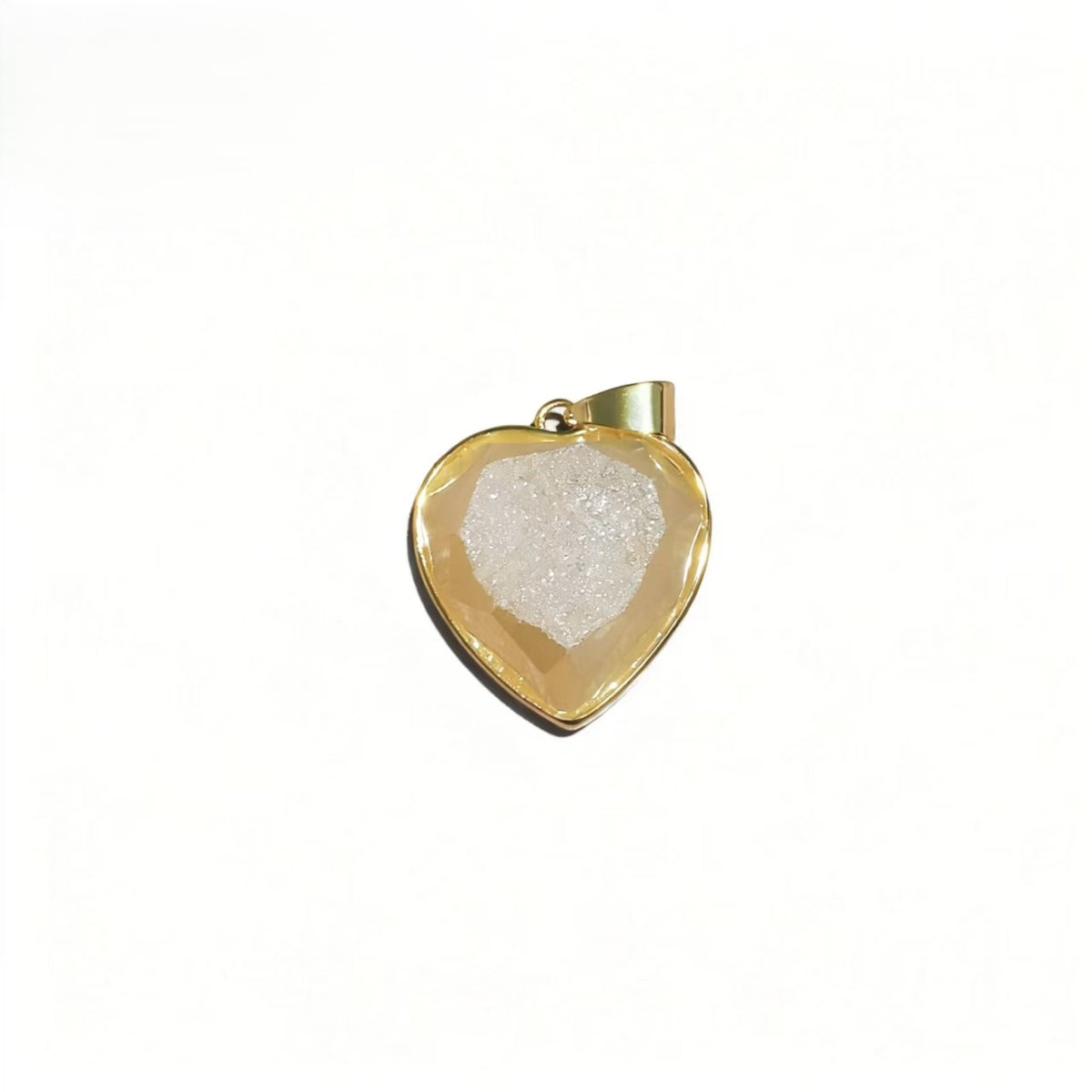 Gold-plated heart cluster pendant, natural cave ore slice geometry pendant