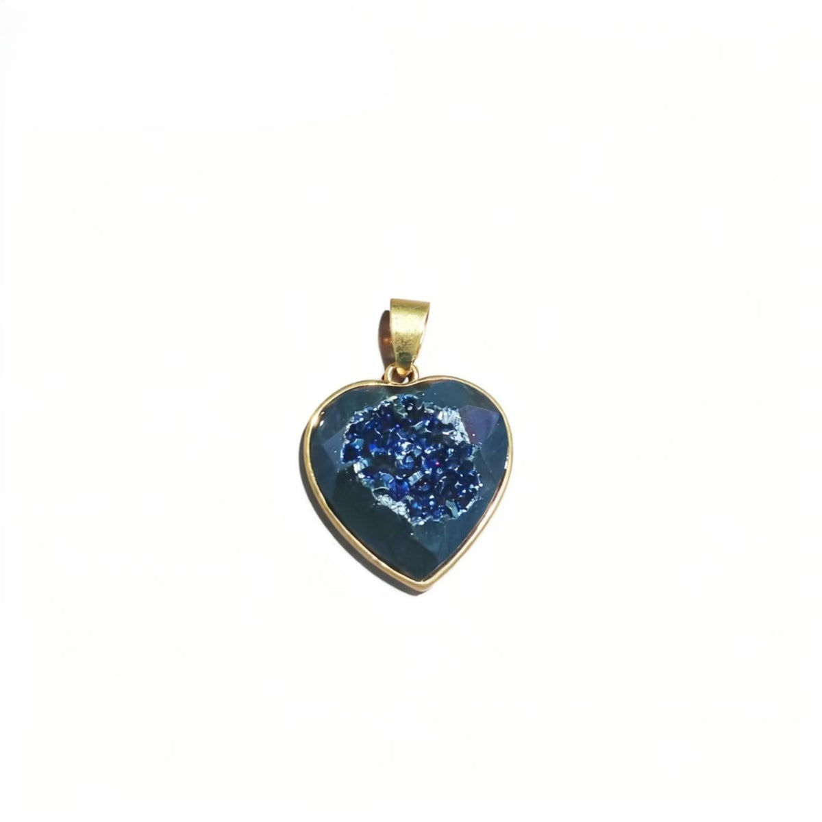 Gold-plated heart cluster pendant, natural cave ore slice geometry pendant