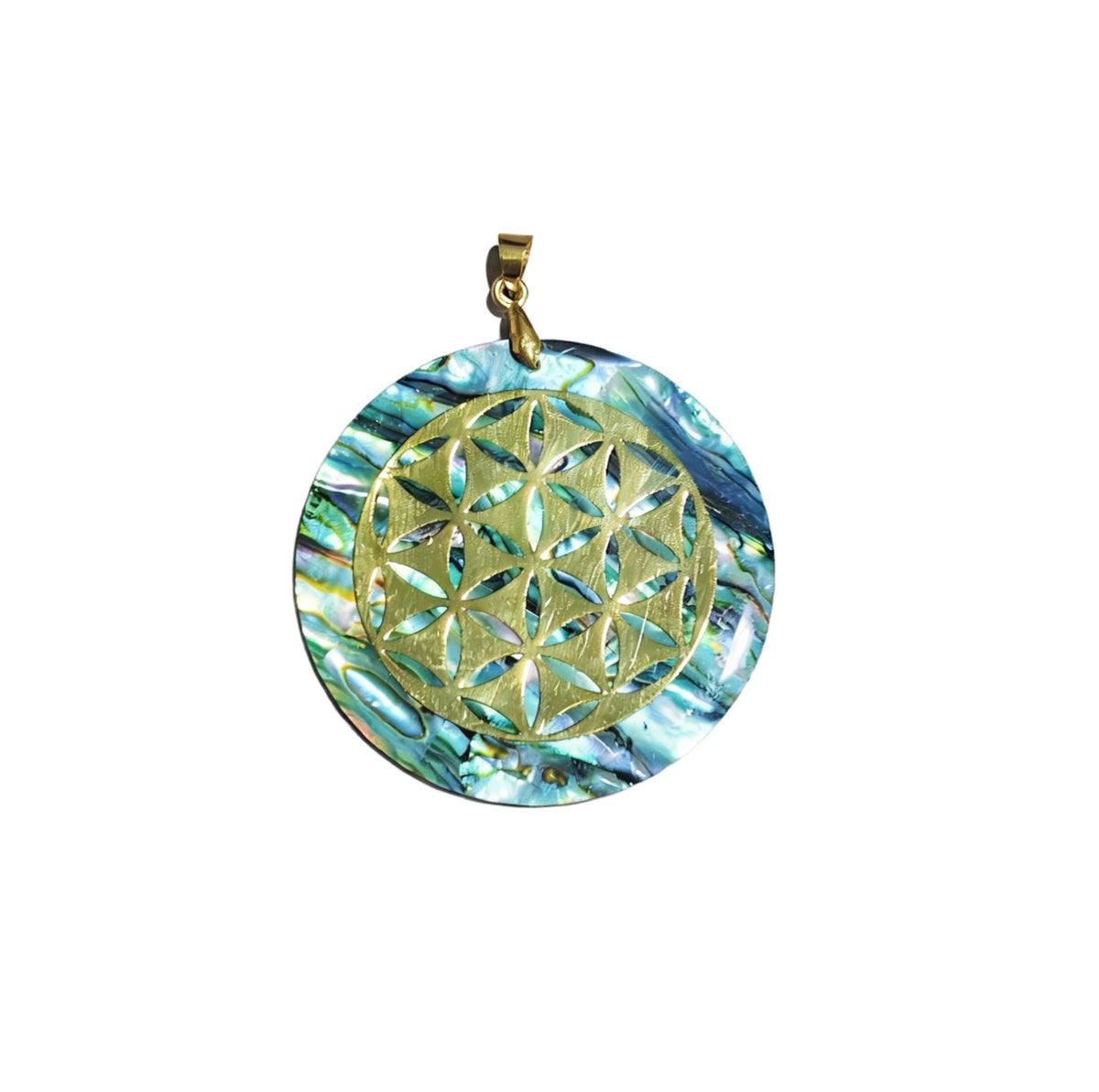 Abalone Shell &Gold Plated Mandala Circle Shape Pendants