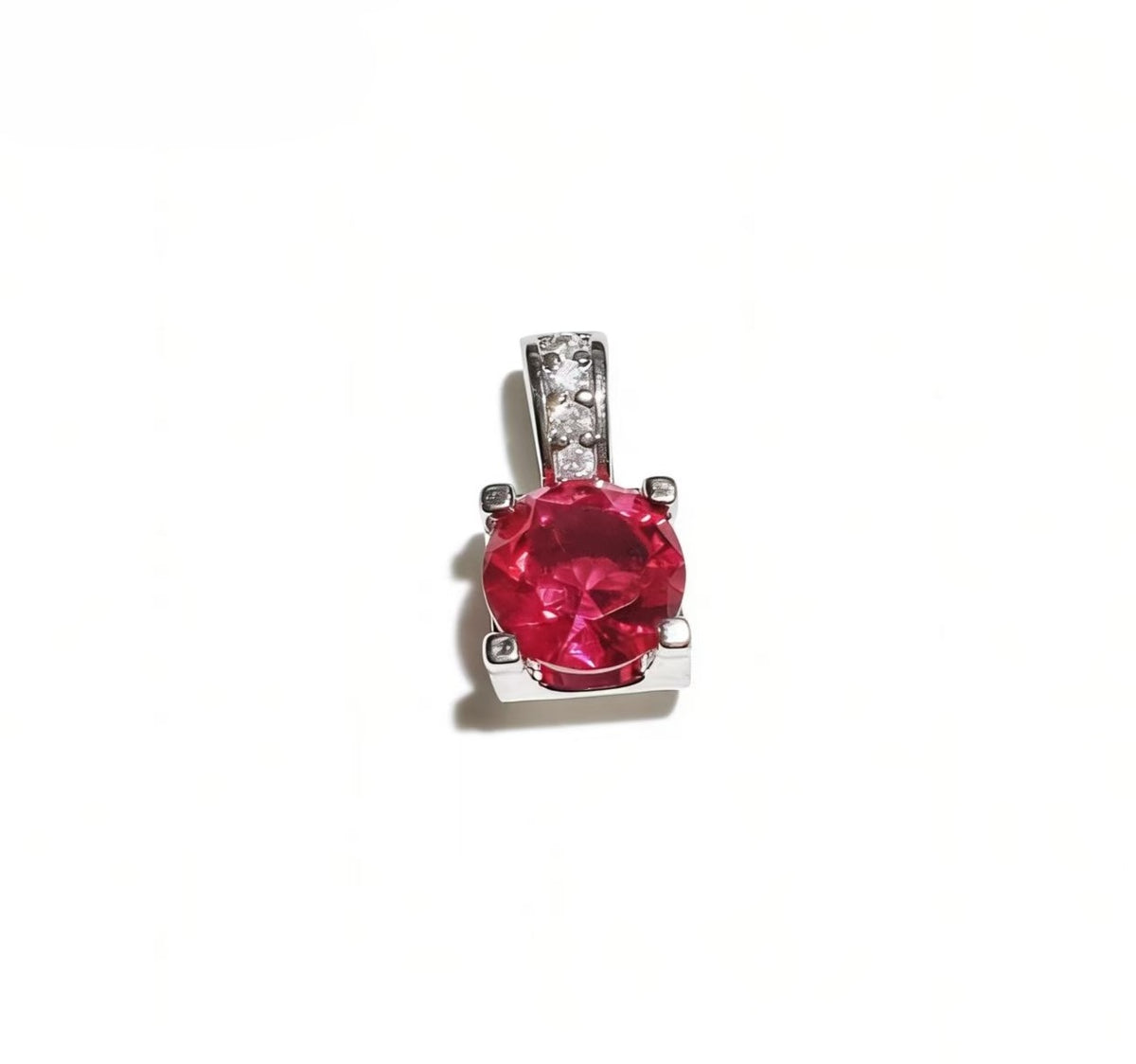 Four-Prong Setting Multi-Color Zircon Pendant, Platinum-Plated Silver Minimalist Necklace Charm