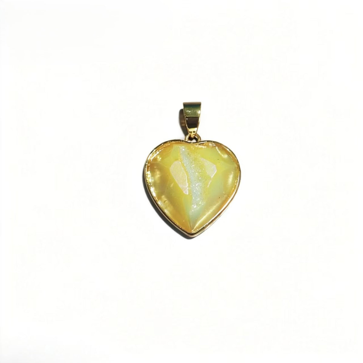 Gold-plated heart cluster pendant, natural cave ore slice geometry pendant