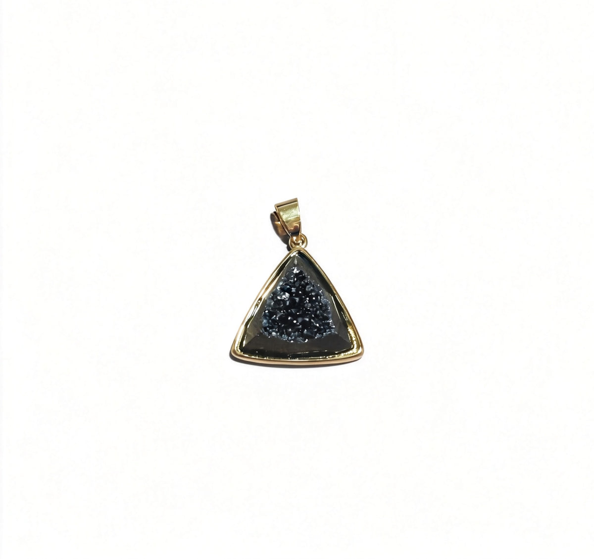 Gold-plated triangular cluster pendant, natural cave ore slice geometry pendant