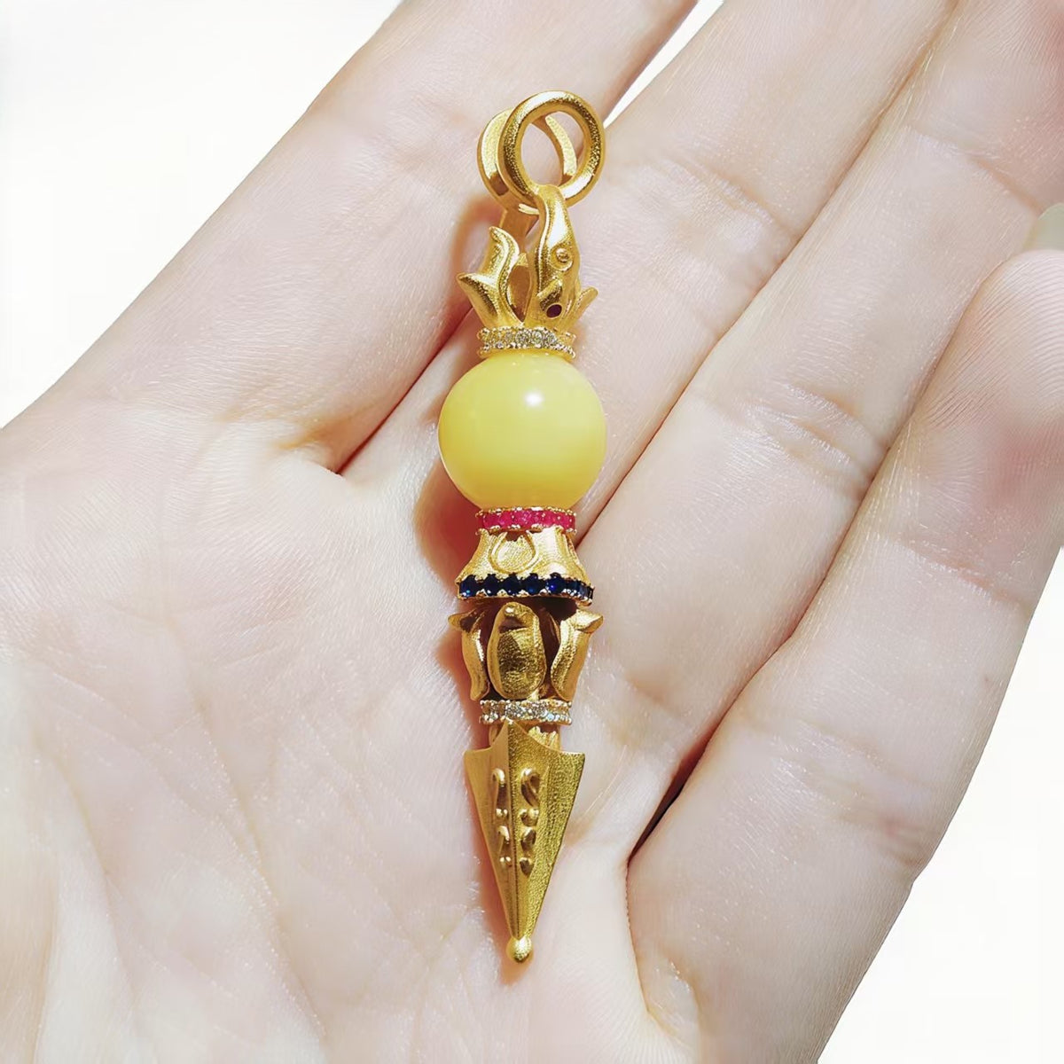 Amber Vajra Sterling Silver Pendants Design Necklace Personalized For Women Party Jewelry Gift
