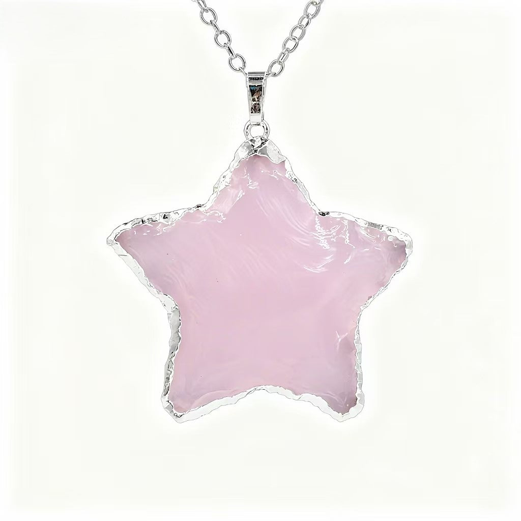 Star And Moon Shape Mozambique Pink Crystal Pendants For Necklace