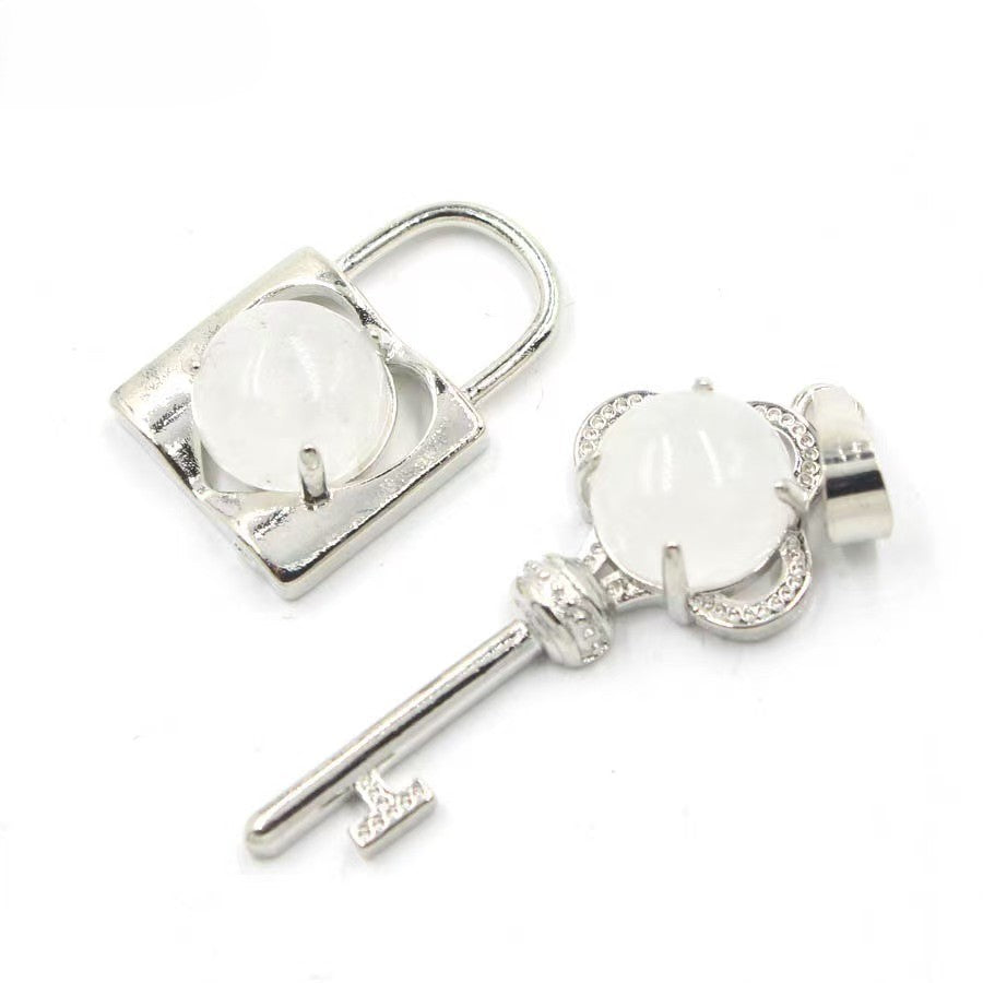 Crystal Concentric Lock Key Couple Pendants Fashion For Necklace