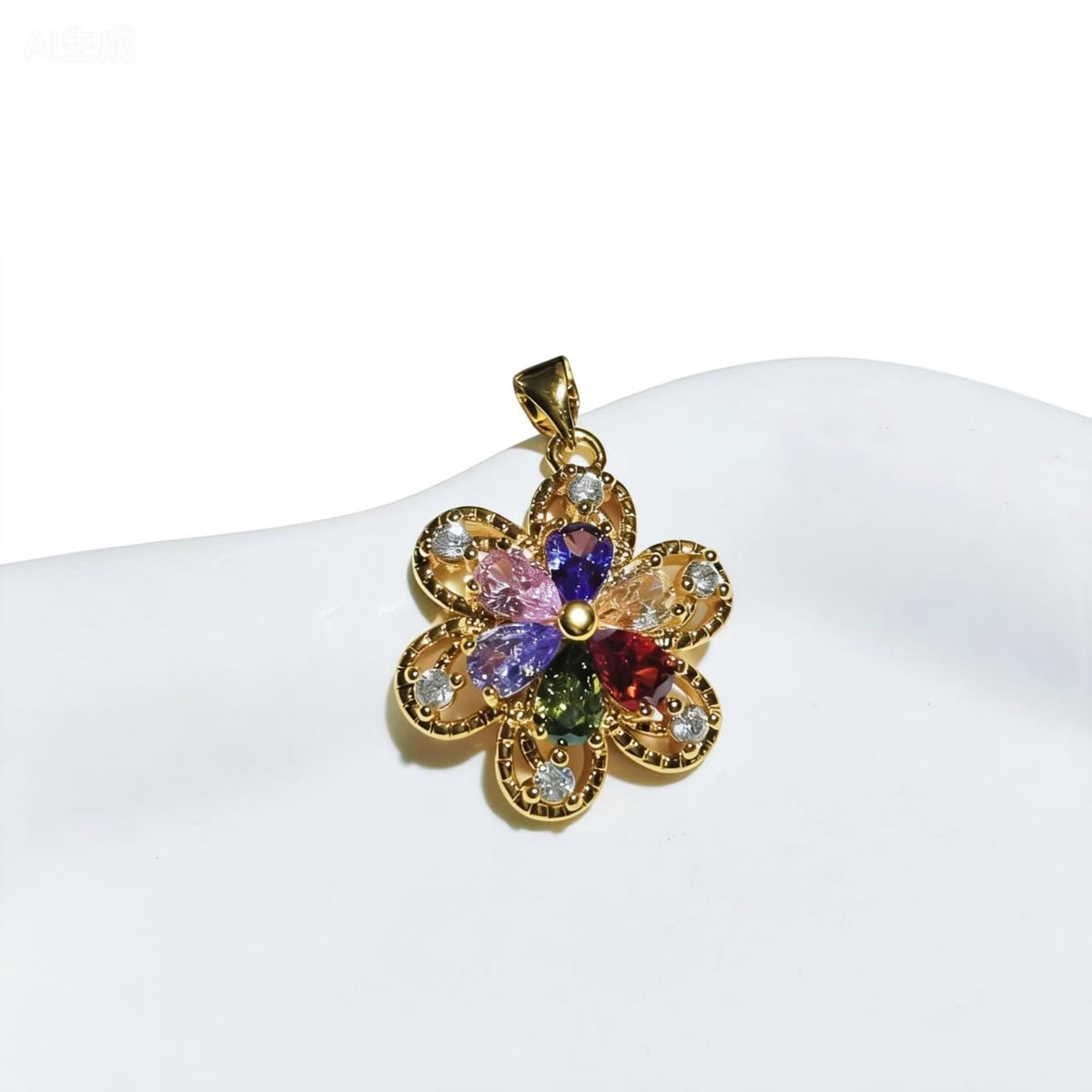 High-end Luxury Flower Shape Color Zircon Pendants Gold-plated Accessories For Women Jewelry Gifts