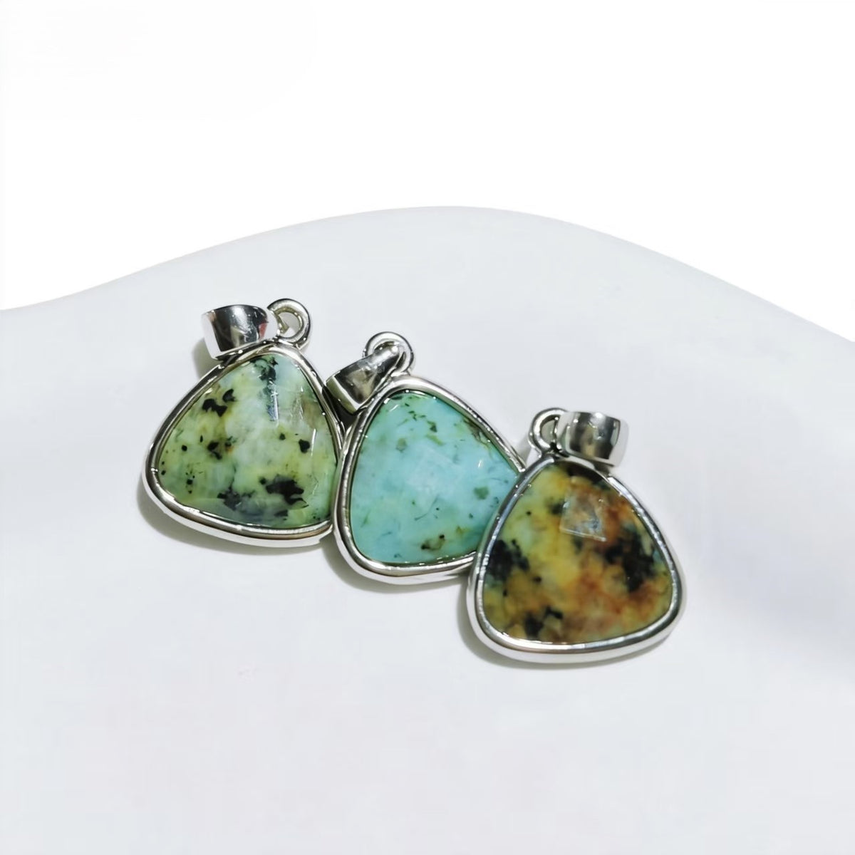 African Turquoise Triangle Pendants 🌿 Grounding Energy in Every Angle