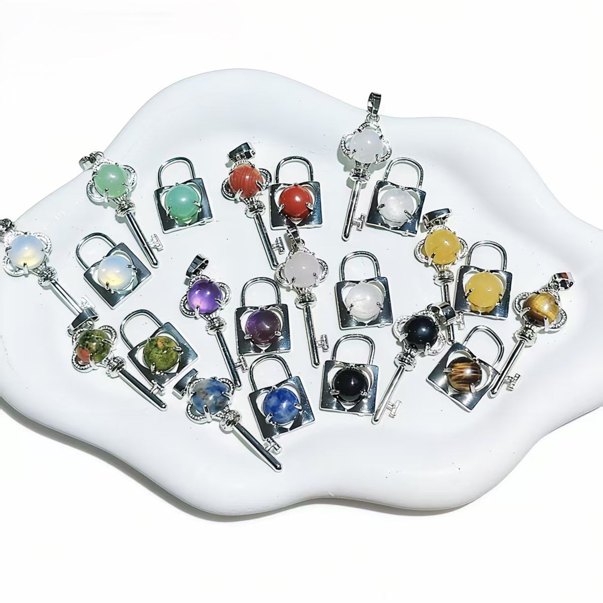 Crystal Concentric Lock Key Couple Pendants Fashion For Necklace