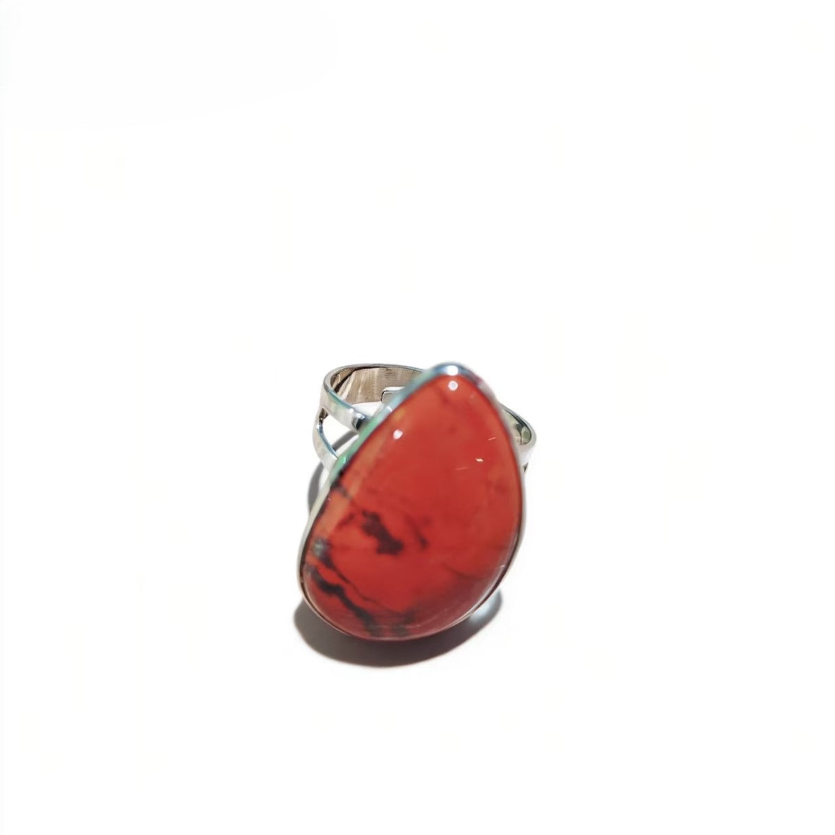 Clear Quartz Red Jsaper And Green Aventurine Water Drop Rings Handmade Silver Plated Jewelry For Women