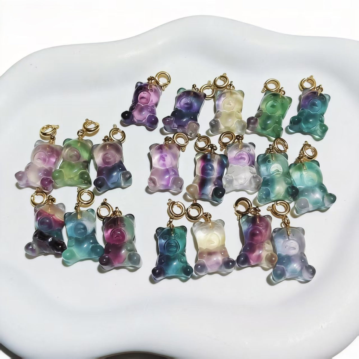 Rainbow Fluorite Gummy Bears Pendants 🌈 Carry the magic of color & calm