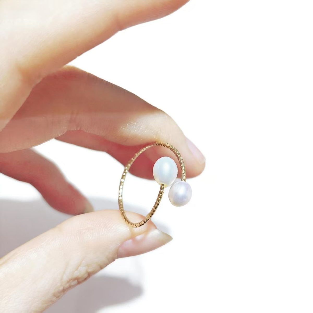 Hot Sale Natural Freshwater Rice Pearl Metal Open Ring All-matched Female Rings Fashion Women Jewelry