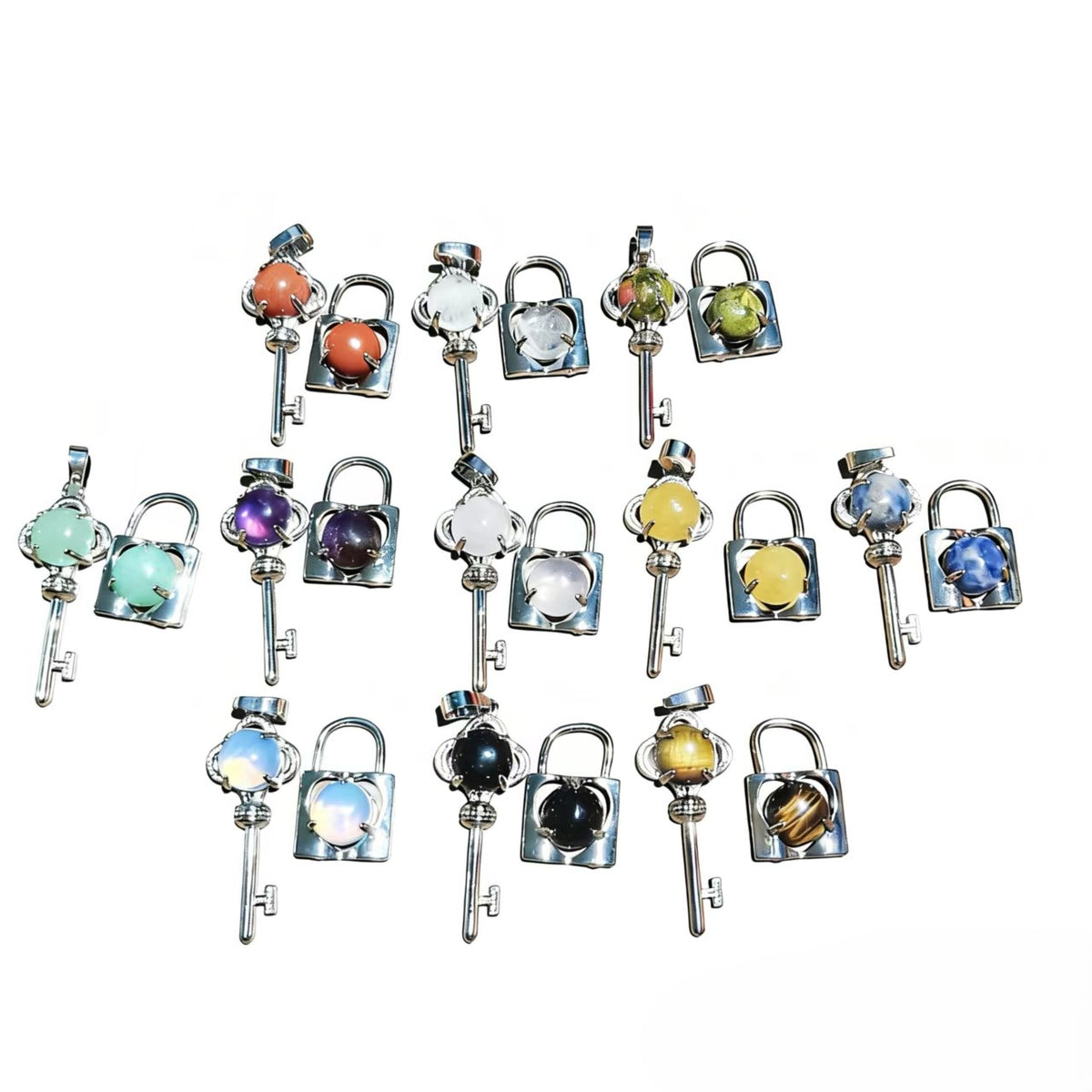 Crystal Concentric Lock Key Couple Pendants Fashion For Necklace