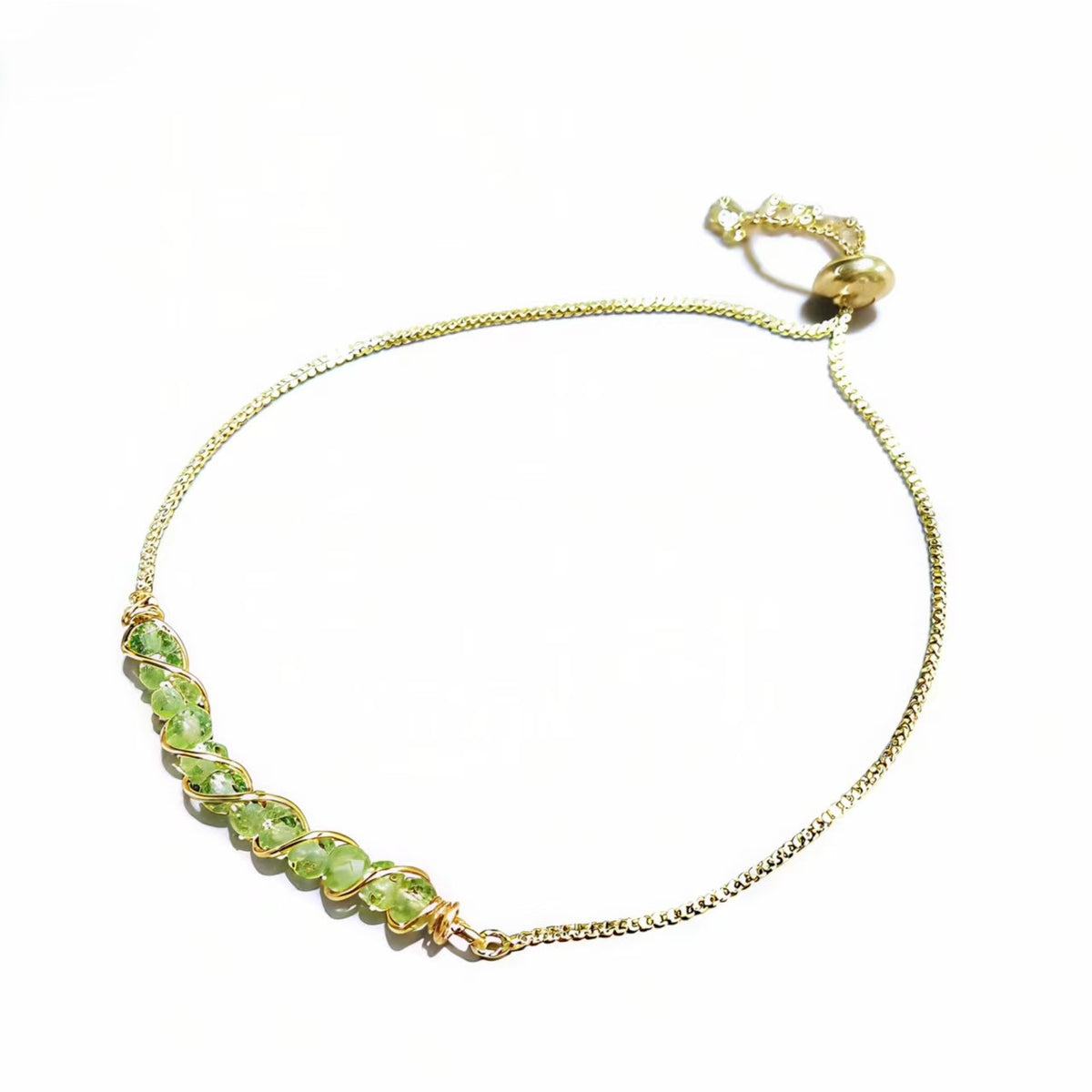 Golden Wired Facted Crystal Beads Bracelet Gifts
