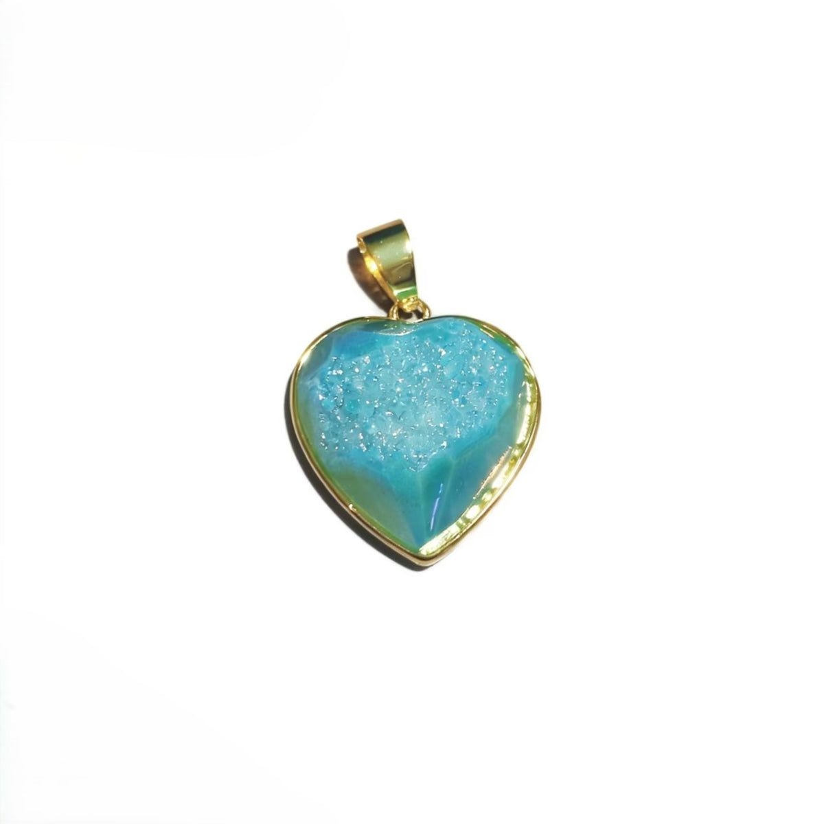 Gold-plated heart cluster pendant, natural cave ore slice geometry pendant