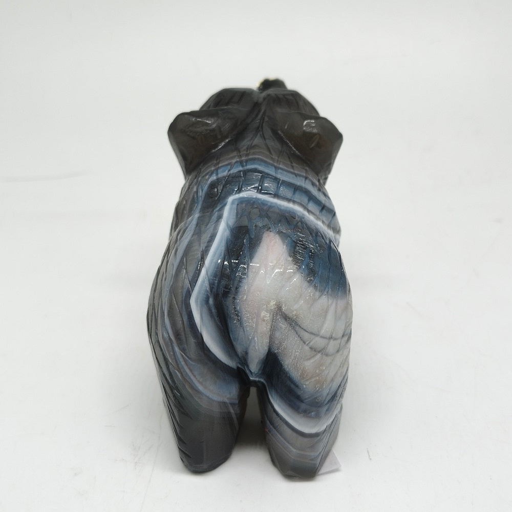 407.4g natural orca agate bear carving ornaments healing