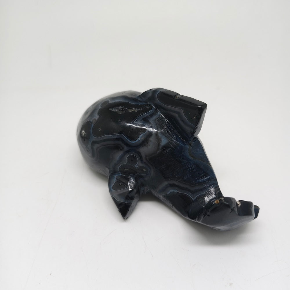 black agate whale carving ornaments healing  278.7g
