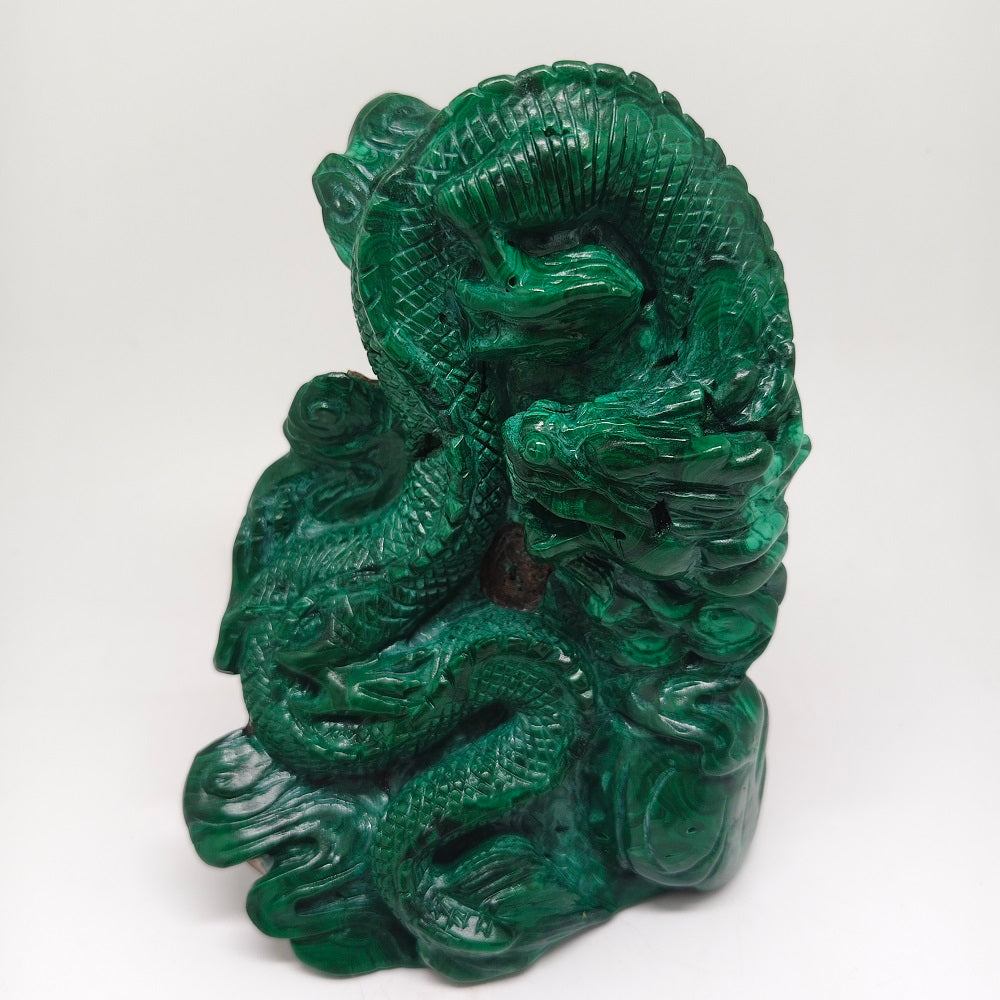 malachite dragon carving ornaments healing 1.44kg