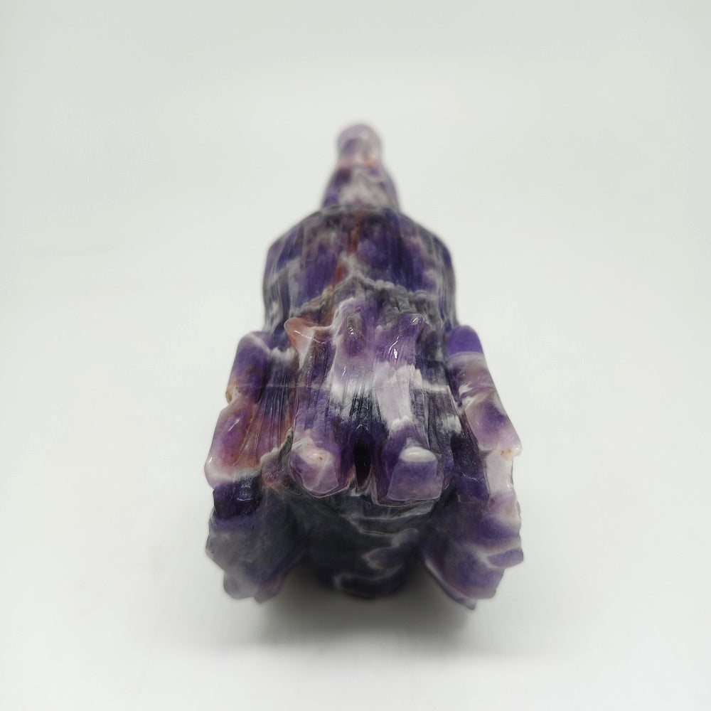 340g natural amethyst dragon head carving ornaments healing