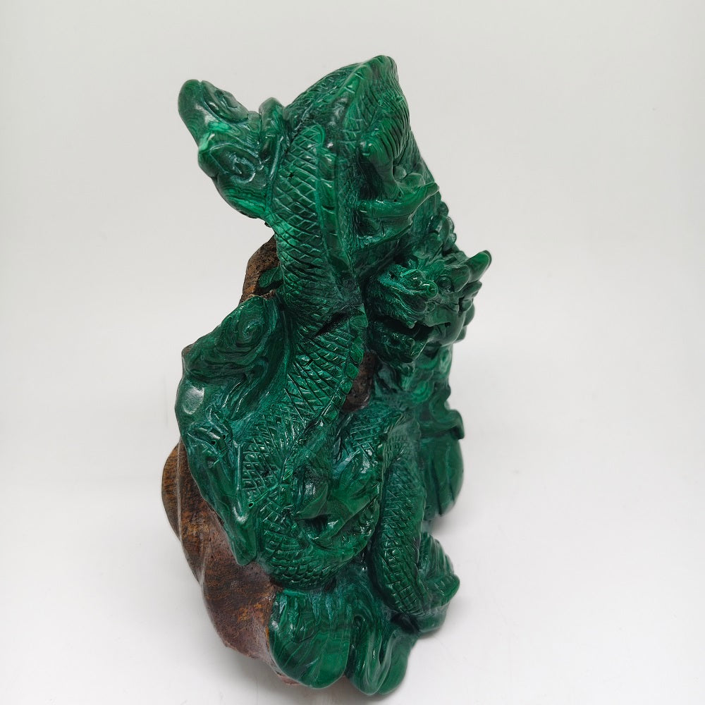 malachite dragon carving ornaments healing 1.44kg