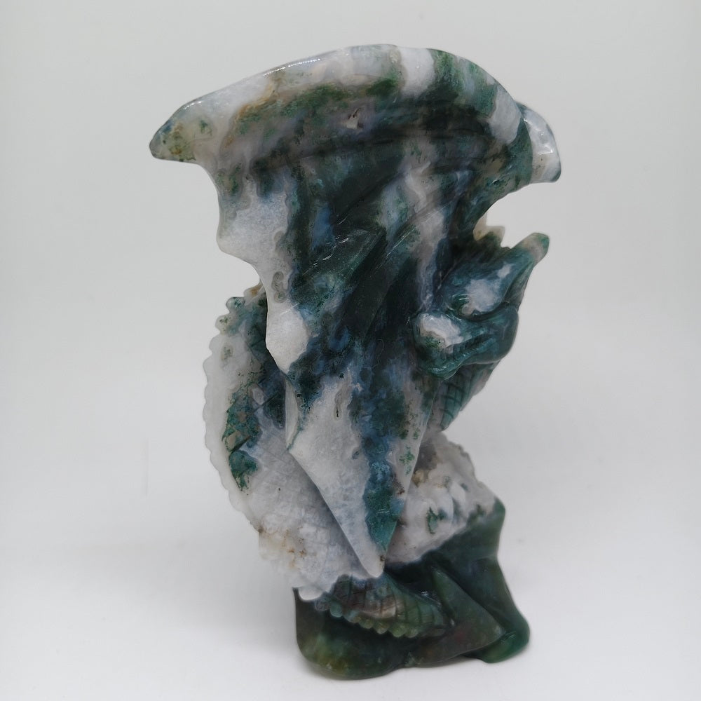 mossagate dragon carving ornaments healing 1.306kg