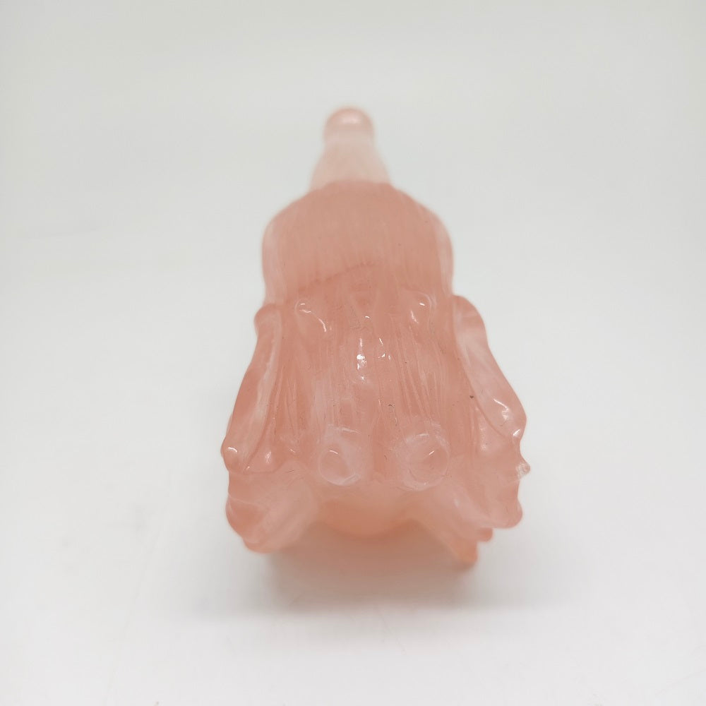 365.2g natural rose quartz dragon head carving ornaments healing