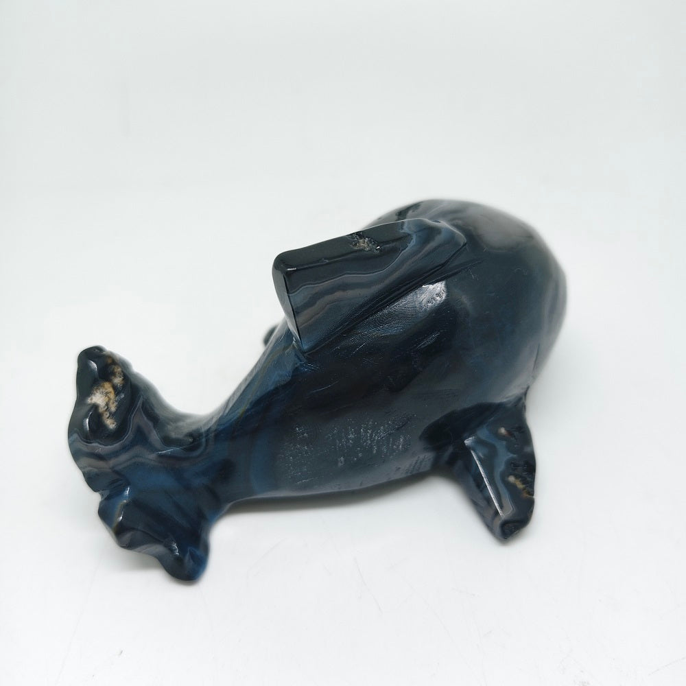 black agate whale carving ornaments healing  278.7g