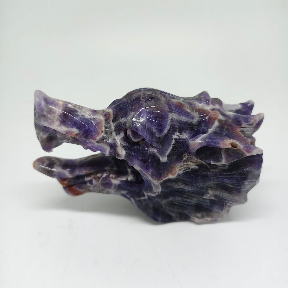 340g natural amethyst dragon head carving ornaments healing